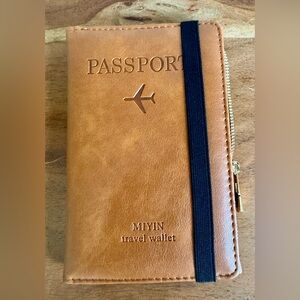 Tan Travel Wallet faux leather